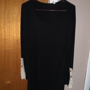 BoHo style lace sleeve black dress